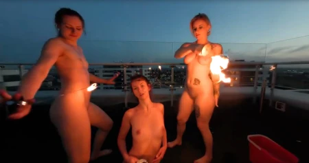 Thumbnail video 'Sunset Fire Dancing With Models On A Rooftop Lea Rebeka Ruby With Melonie'