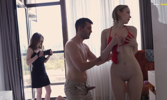 Thumbnail video 'Backstage! Tiny Girl Shoots Porn With Stepsister And Her Boyfriend Licks Pussy And Sucks Cock While Filming!'